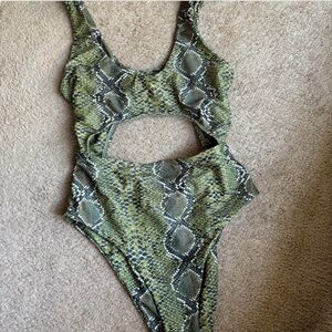 Green Snakeskin Kids One Piece